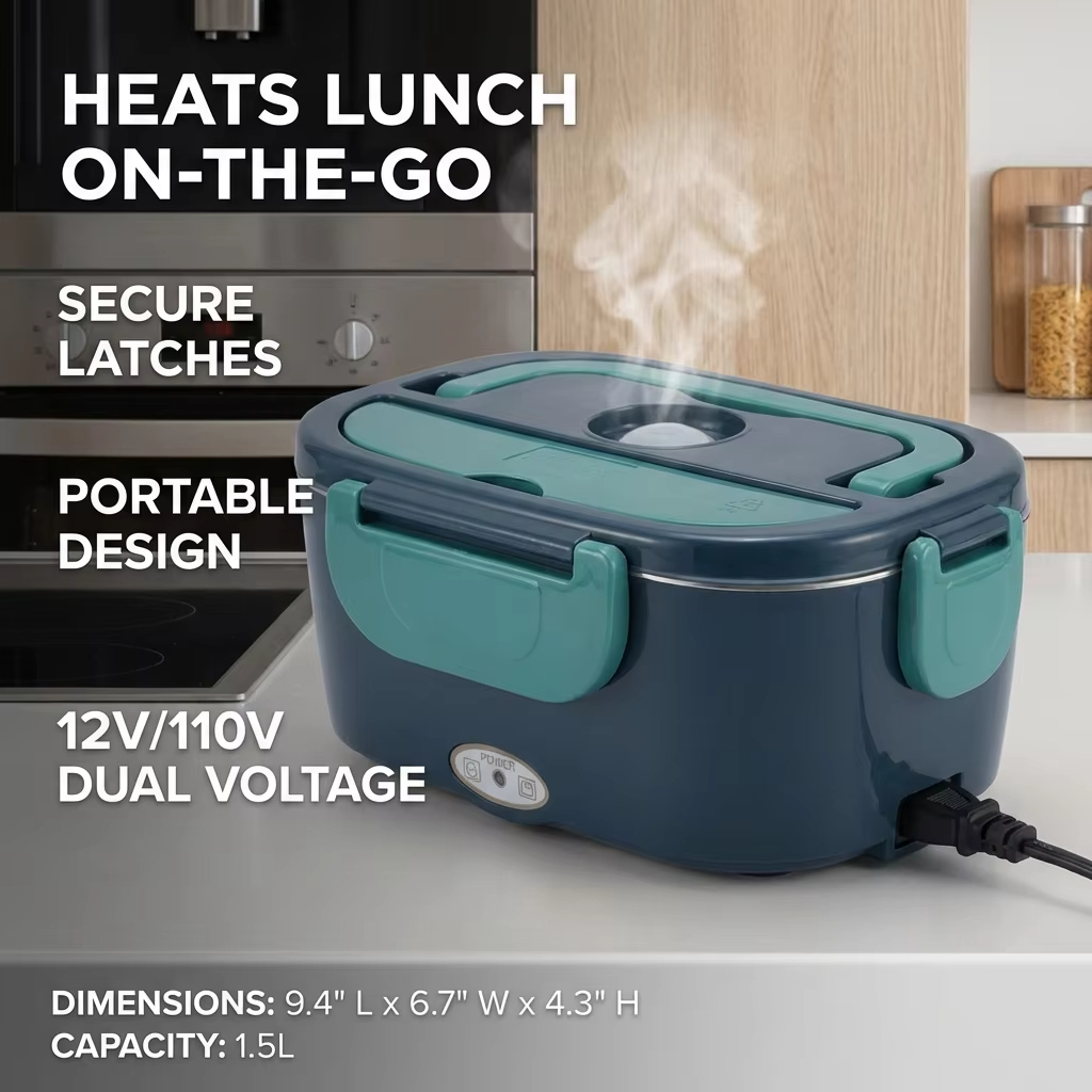 Baby Food Warmer Portable - 1.5L 60W Electric Portable Lunch Box