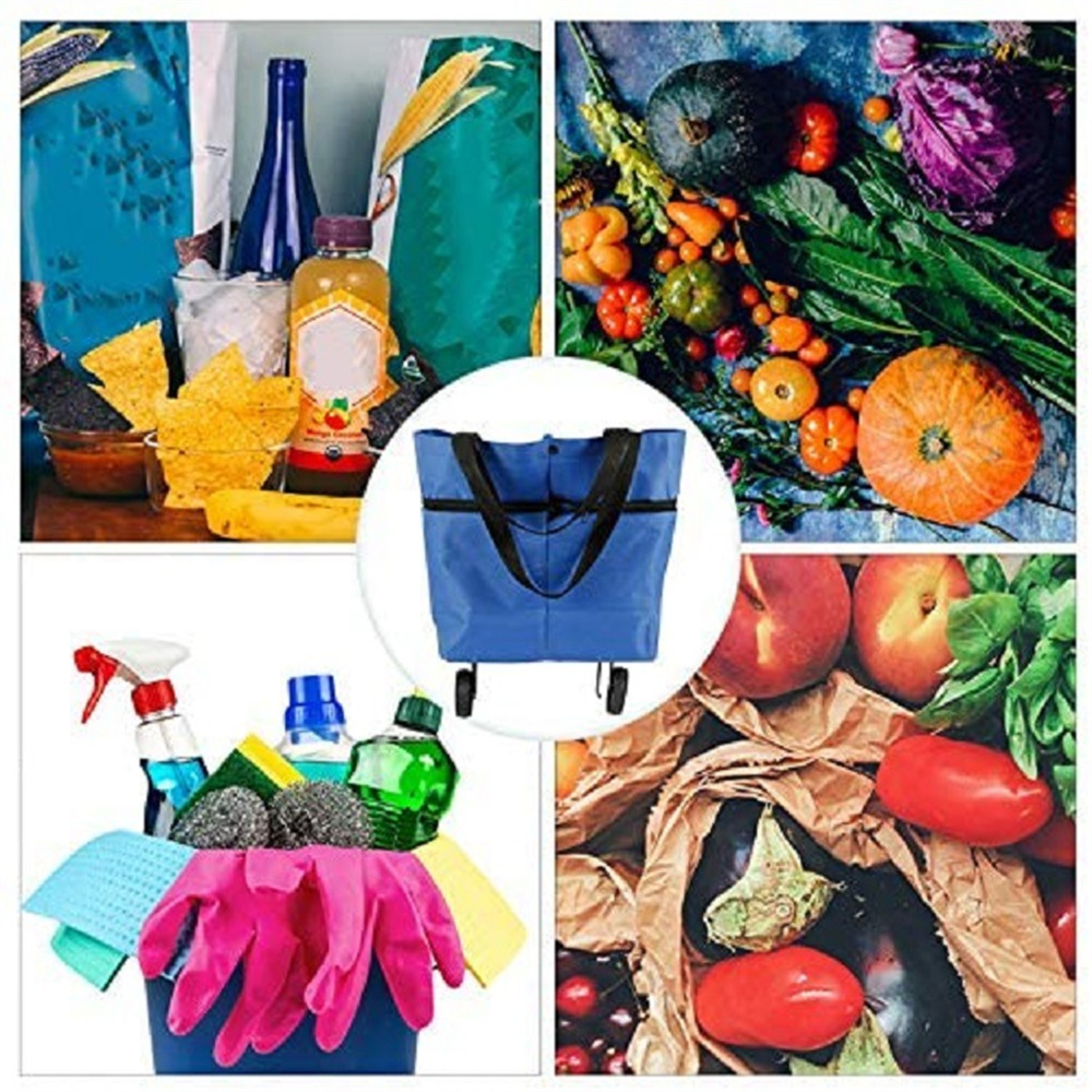 Food Pouch Reusable - Foldable Shopping Trolley Bag Reusable Grocery