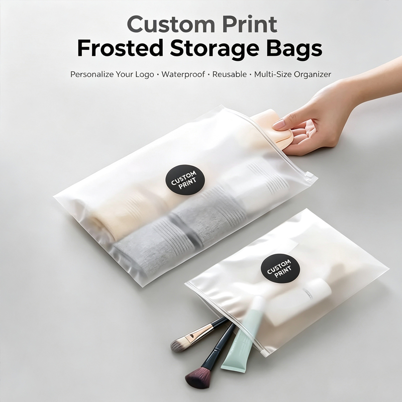 Food Pouch Reusable - Custom Logo Print Frosted Zipper Bags