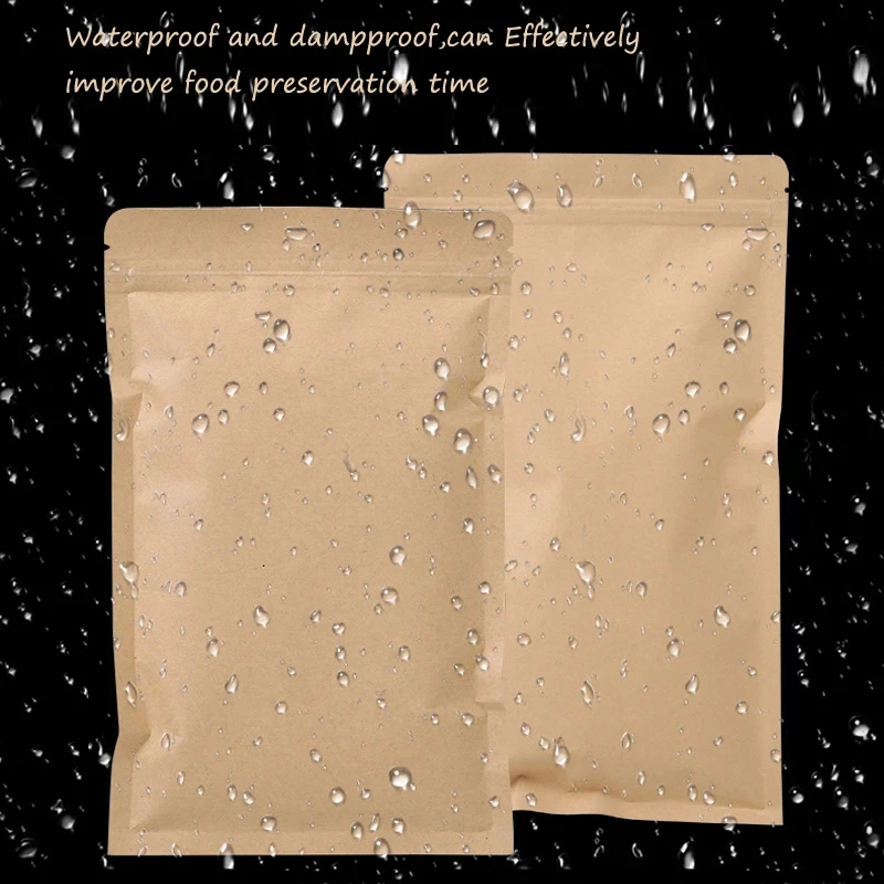 100PCS Brown Kraft Paper Zippe - Food Pouch Reusable review and price